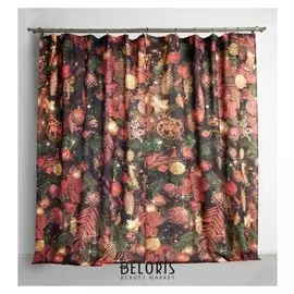 Комплект штор "Этель" еловые ветви 145*260 см-2 шт, 100% п/э, 140 г/м2