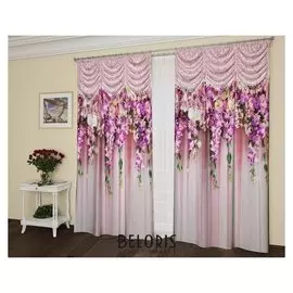 Комплект штор ламбрекен из цветов 150х325 см-2 шт, габардин, пэ 100%, 145г/м2
