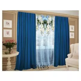 Комплект штор сапфировый ажур шторы (147х267-2 шт), тюль (147х267-2шт), габардин, пэ 100%