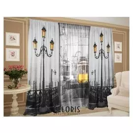 Комплект штор трамвай шторы (147х267-2 шт), тюль (147х267-2шт), габардин, пэ 100%