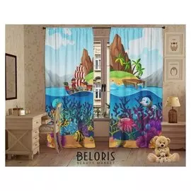 Комплект штор веселые пираты, 147х267 +/- 3см 2шт, габардин, п/э100%