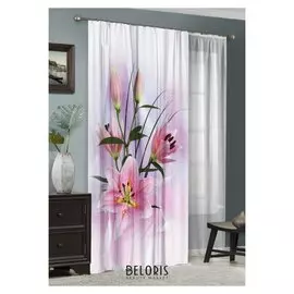 Комплект штор веточка нежности штора (147х267 см), тюль (147х267 см), габардин, пэ 100%