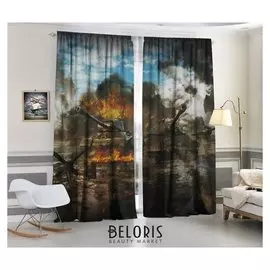 Комплект штор военные действия, 147х267 +/- 3см 2шт, габардин, п/э100%