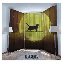 Комплект тюлей из трёх полотен «Лунный кот», 147х267 см- 3 шт