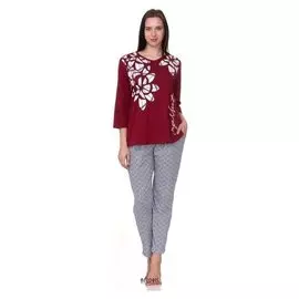 Комплект женский (Джемпер, брюки), цвет бордовый, размер 60