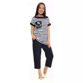 Комплект женский (Футболка, бриджи) тк-406 цвет синий, р-р 54