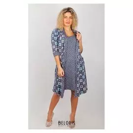 Комплект женский (Сорочка, халат), цвет дымчатый, р-р 44