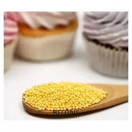 Кондитерская посыпка "Шарики", перламутрово-жёлтая, D=2мм, 50 г