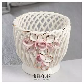 Конфетница "Горшочек", плетение, цветная лепка, 14 см