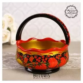 Конфетница «Корзинка», 13×13×15 см, хохлома