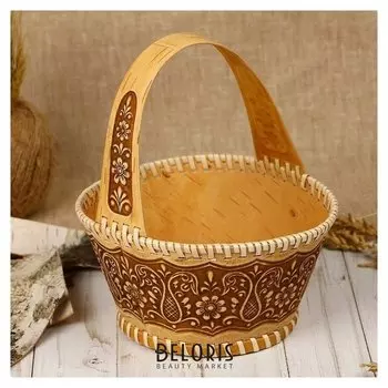 Конфетница «Корзинка узорная», 17×20 см, береста