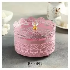 Конфетница "Кружева" 16×16×8 см, цвет розовый