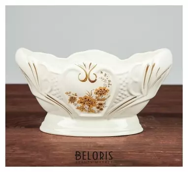 Конфетница "Ладья", белая, золотая ветка