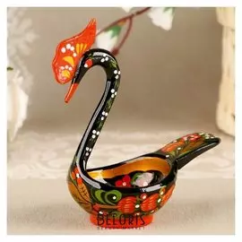 Конфетница «Лебедь»,14х11х7 см, хохлома