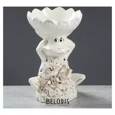 Конфетница "Лягушка", белая, лепка, 27 см