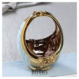 Конфетница "Лукошко" булат, флок, голубая