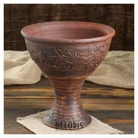 Конфетница на ножке, 2 л, красная глина