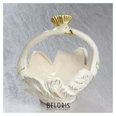 Конфетница "Павлин", декор золотистый, 23 см