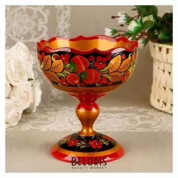 Конфетница резная,15х13 см, хохлома