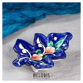 Конфетница «Риштан» в форме листика, 15 см, синяя