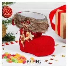 Конфетница «Сапожок», вязаный, с украшениями