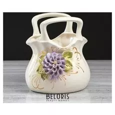 Конфетница "Сумка", цветы, цветная лепка, 24 см