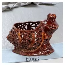 Конфетница "Улитка", коричневая, резка