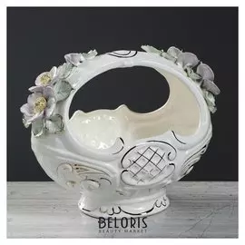 Конфетница "Восточная", цветная лепка, золотистая роспись, 22 см