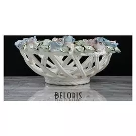 Конфетница "Звезда", цветная лепка, плетение, цветы, 9 см