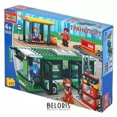 Конструктор «Автобус» с остановкой, с фигурками, 342 детали