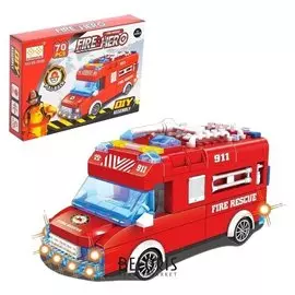 Конструктор инерционный Пожарный фургон 70 деталей