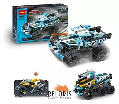 Конструктор с инерционным механизмом Трюковый джип 142 детали