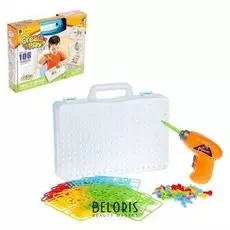 Конструктор в чемоданчике «Создавай и играй», с электрической дрелью, 106 деталей