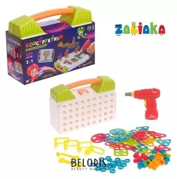 Конструктор винтовая мозаика «Объемные фигуры», 2 в 1, с шуруповёртом, 129 деталей
