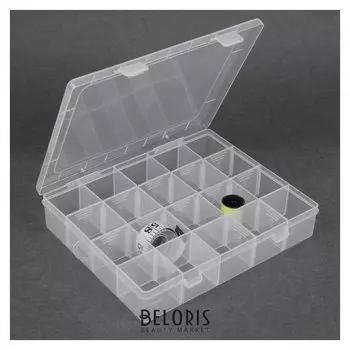 Контейнер для рукоделия, со съёмными ячейками, 20 отделений, 22,5 × 18 × 4 см, цвет прозрачный