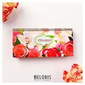 Конверт деревянный "С юбилеем!" розы