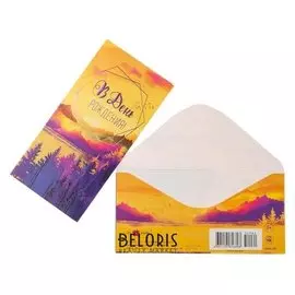 Конверт для денег "В день рождения!" конгрев, тиснение фольгой, природа