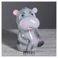 Копилка "Бегемотик", глянец, серый цвет, 21 см