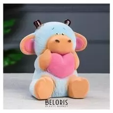 Копилка "Бычок кроха", символ года 2021, цвет голубой, флок