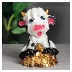 Копилка "Бычок на монетах", серый, 22 см