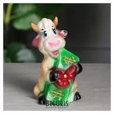 Копилка "Бычок с бантом", 16 см, коричневая