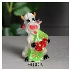 Копилка "Бычок с бантом", 16 см,светлая