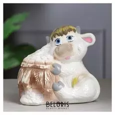 Копилка "Бычок с денежкой", цветная глазурь, 19 см