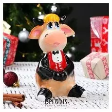 Копилка "Бычок стиляга", символ года 2021, разноцветная, 20 см