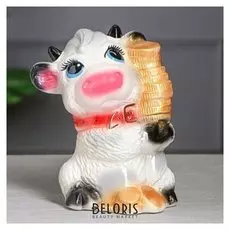 Копилка "Бык с монетами", светлый, 23 см