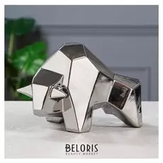 Копилка "Бык", символ года 2021, оригами, серебристый цвет, 15 см