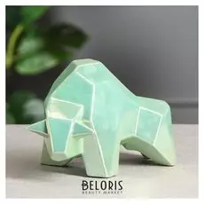 Копилка "Бык", символ года 2021, оригами, зелёный жемчуг, 16 см