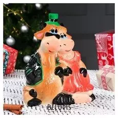 Копилка "Дуэт бычков", символ года 2021, разноцветная, 25 см