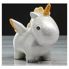 Копилка "Единорожка", глянец, серебристый цвет, 14 см