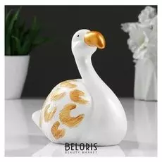 Копилка "Фламинго малый" белый с золотом, 15см